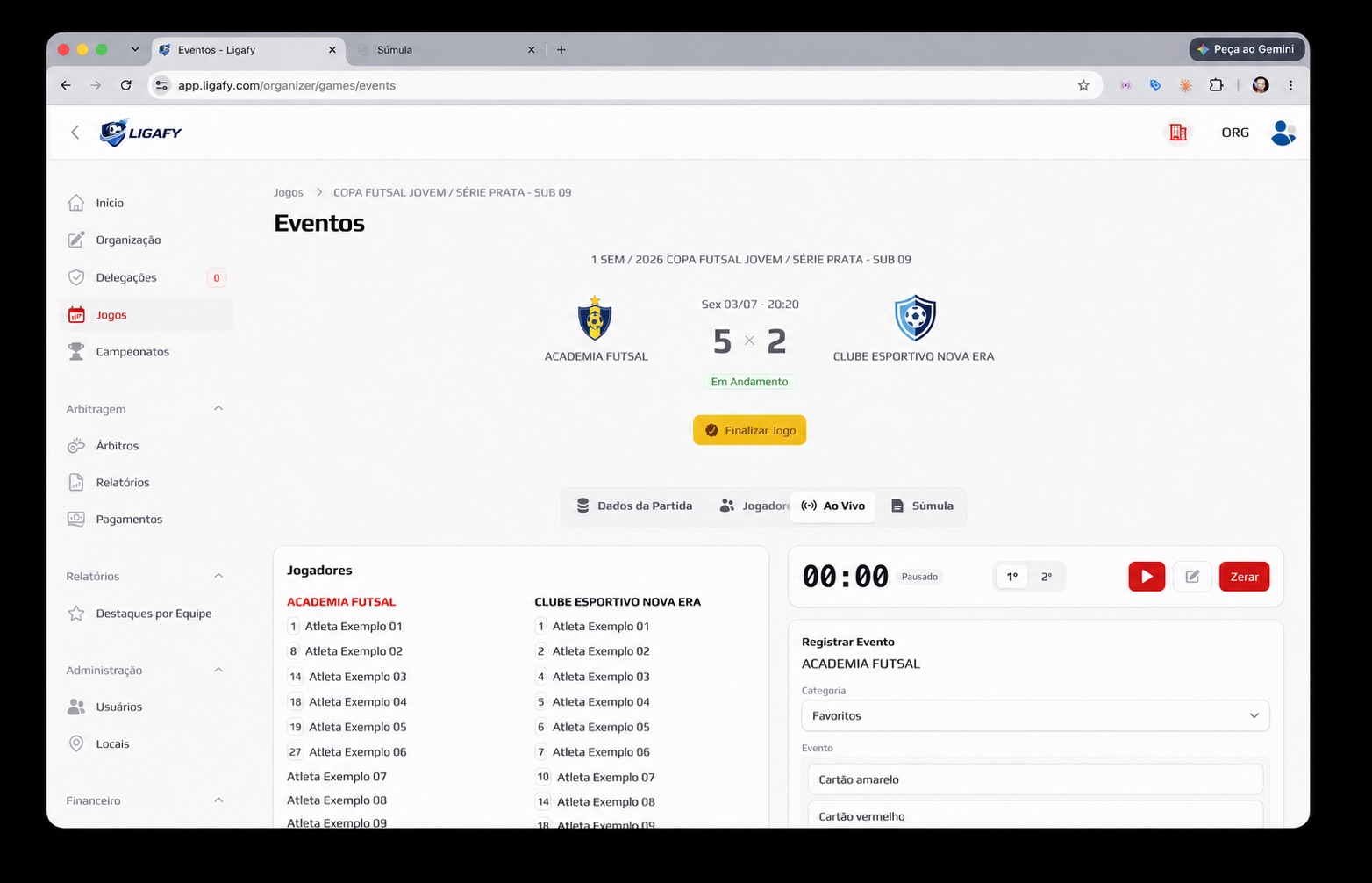 Operação ao vivo no Ligafy